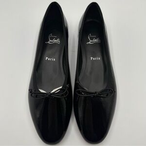 New NIB Christian Louboutin Black Patent Sweetie Jane Bow Heeled Ballet Flats